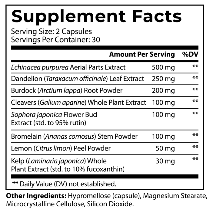 American Vitality LymphaVive supplement facts