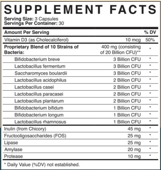 Yourbiology Gut Supplement Facts